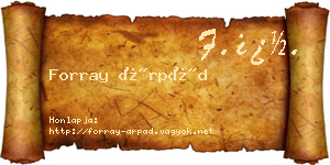 Forray Árpád névjegykártya