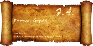 Forray Árpád névjegykártya