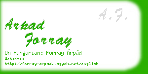 arpad forray business card